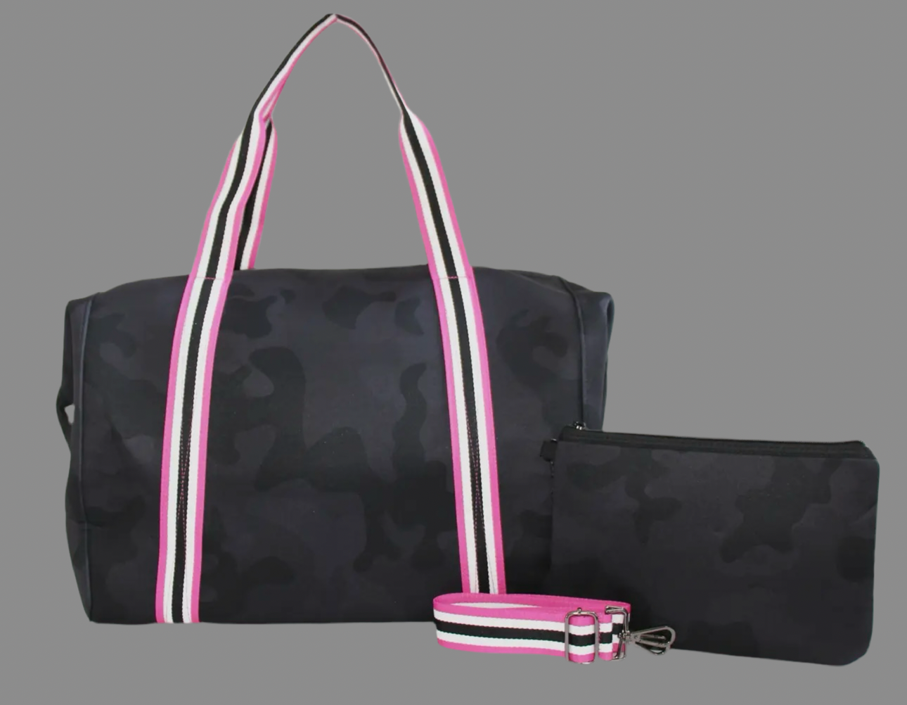 The Kylie Weekender Hollywood Black Camo W/Pink Straps