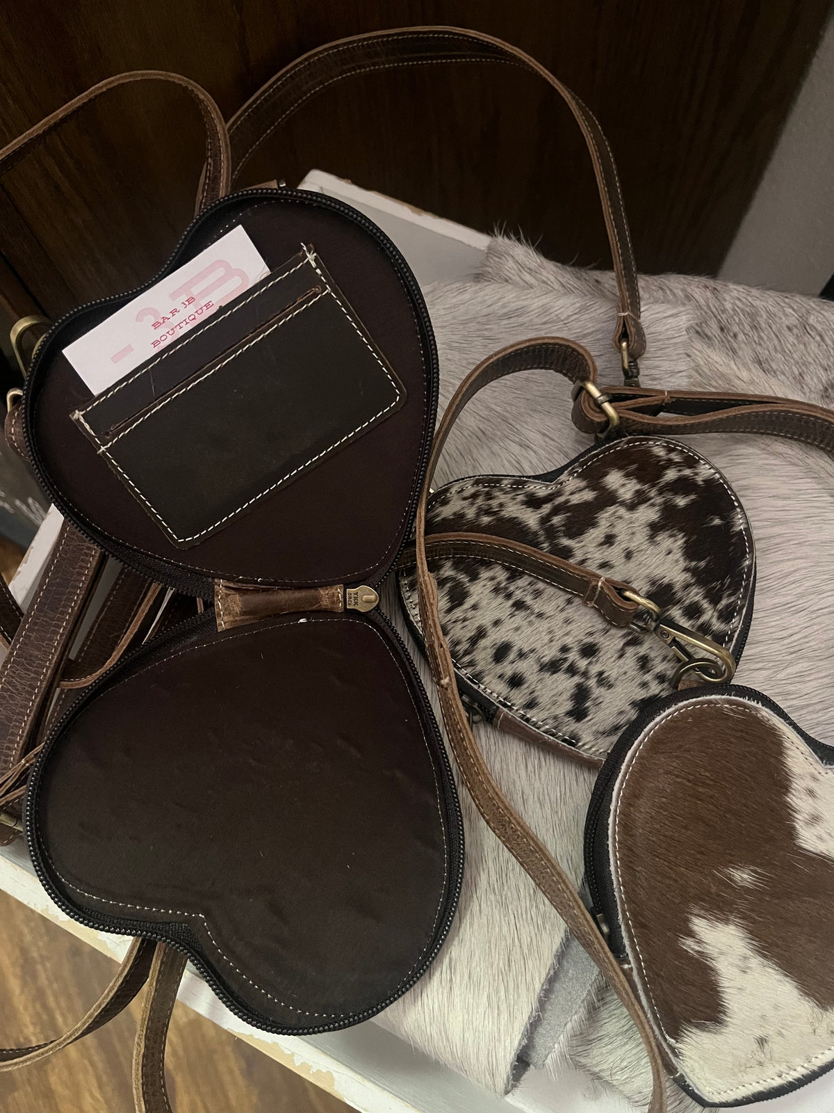 Cowhide Heart Crossbody
