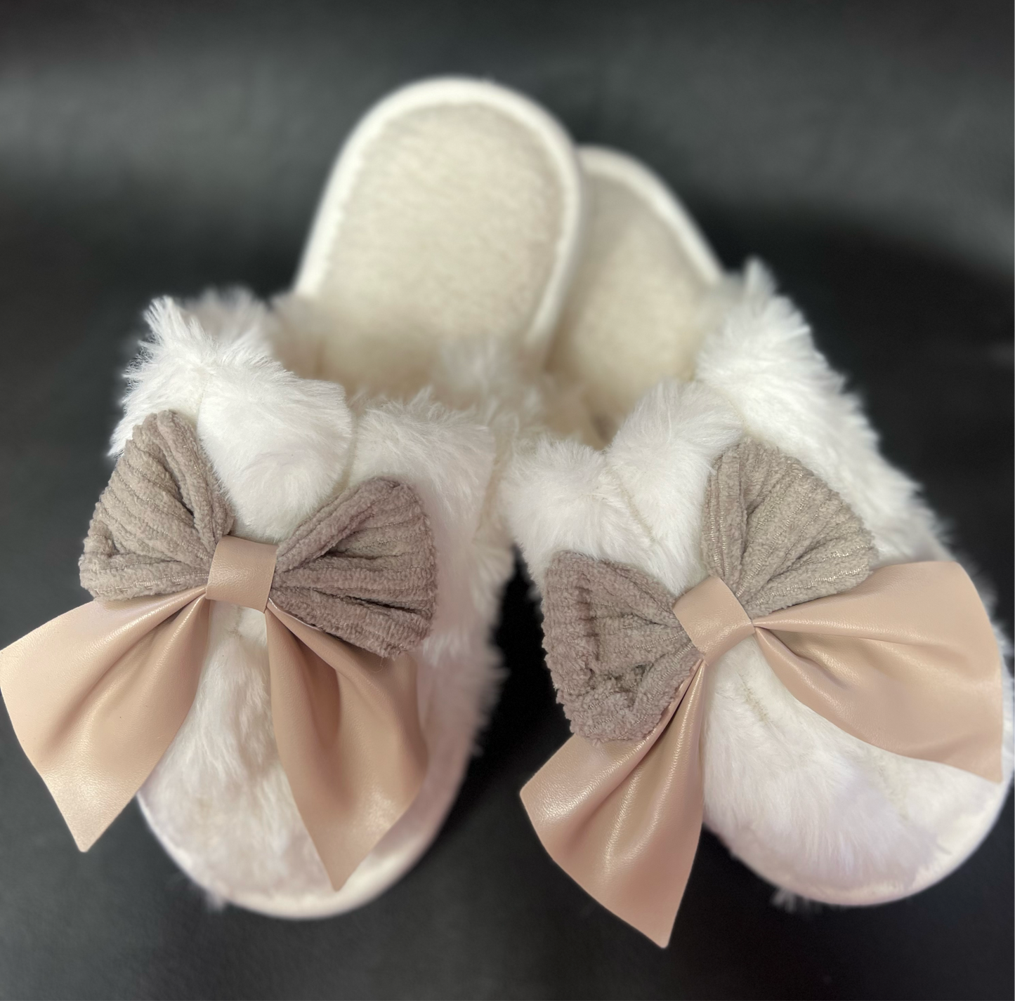 White Bow Slippers