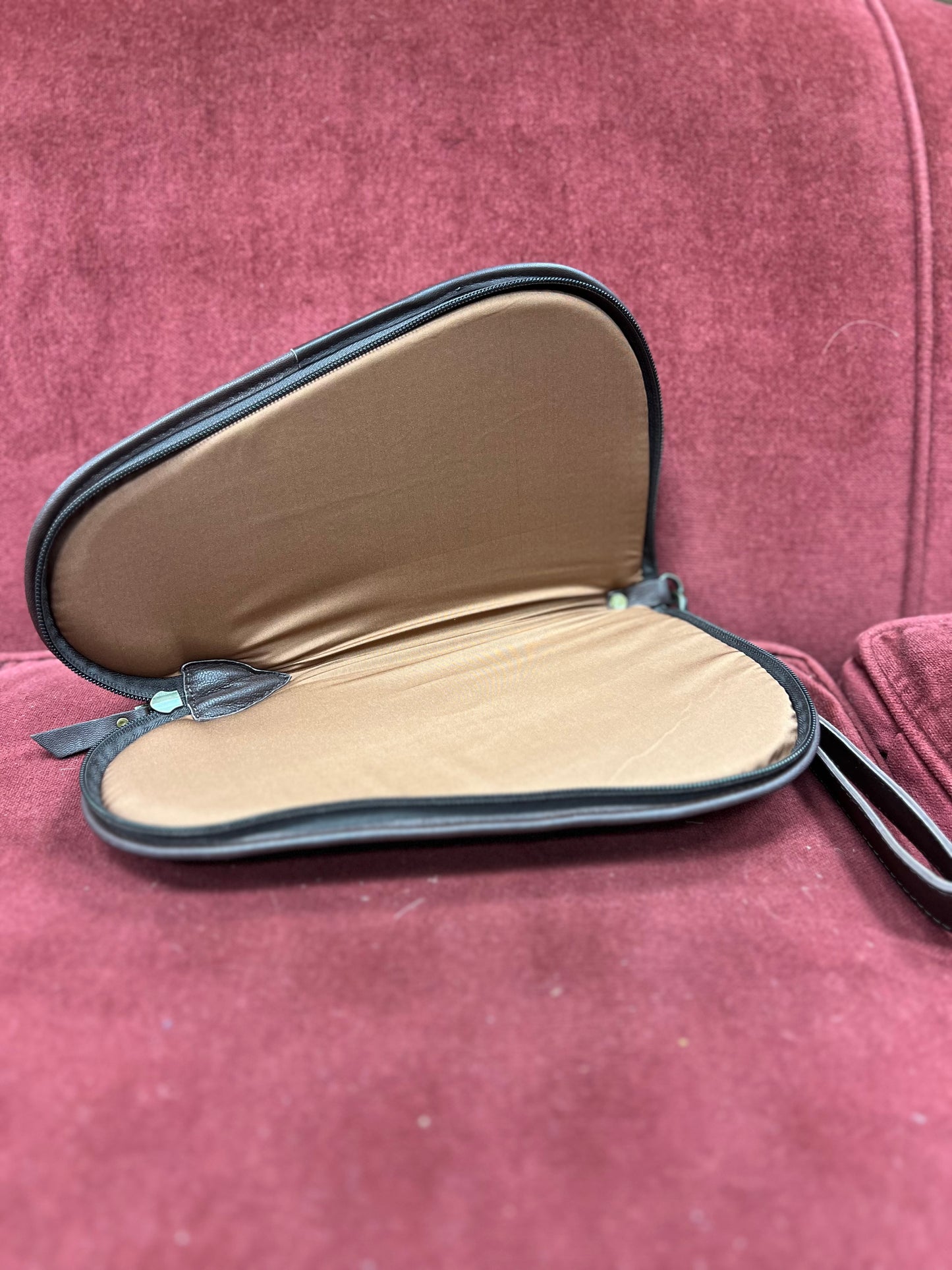 Large Tooled Leather & Cowhide Pistol Case