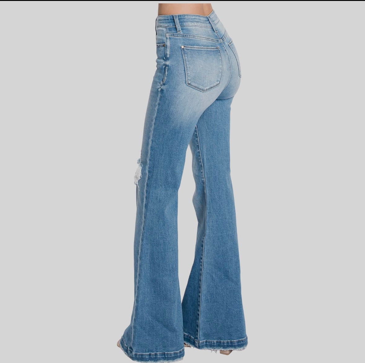 Petra Distressed Super High Rise 70’s Inspired Flare Jeans