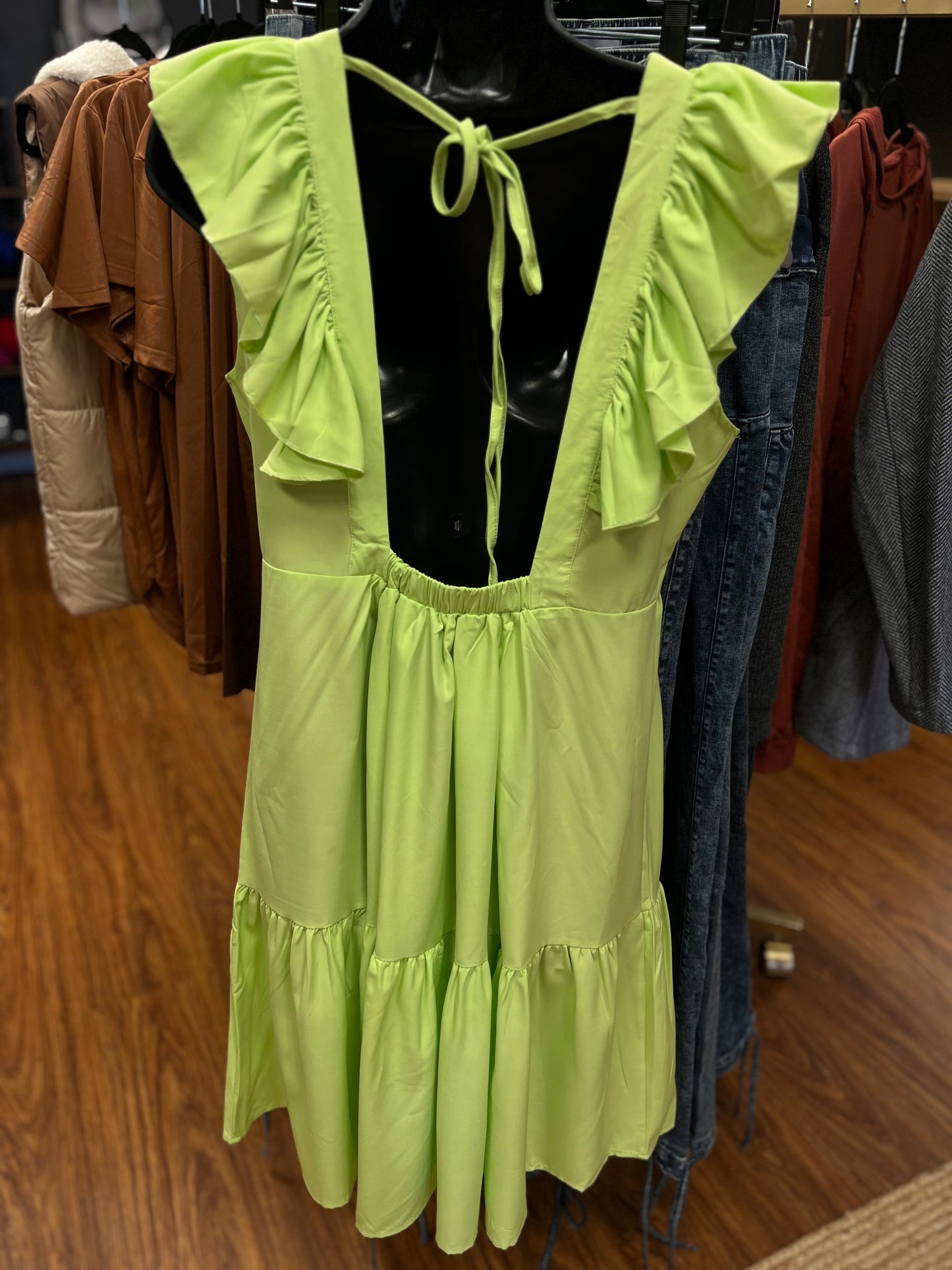 Ruffle Hem Backless Dress
