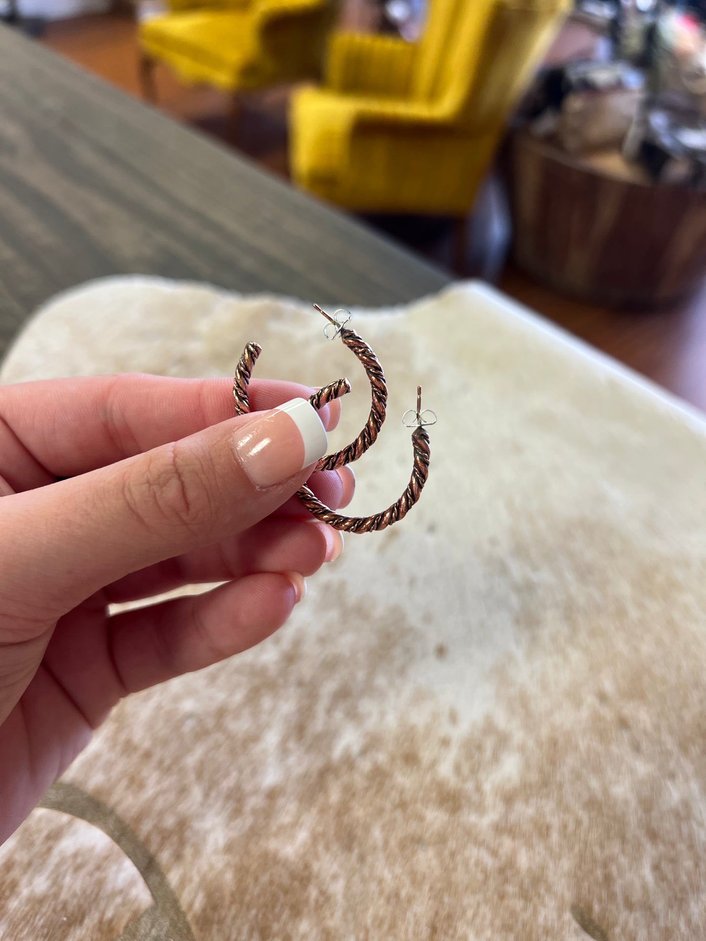 Copper Rope Twist Earrings by Elaine Tahe