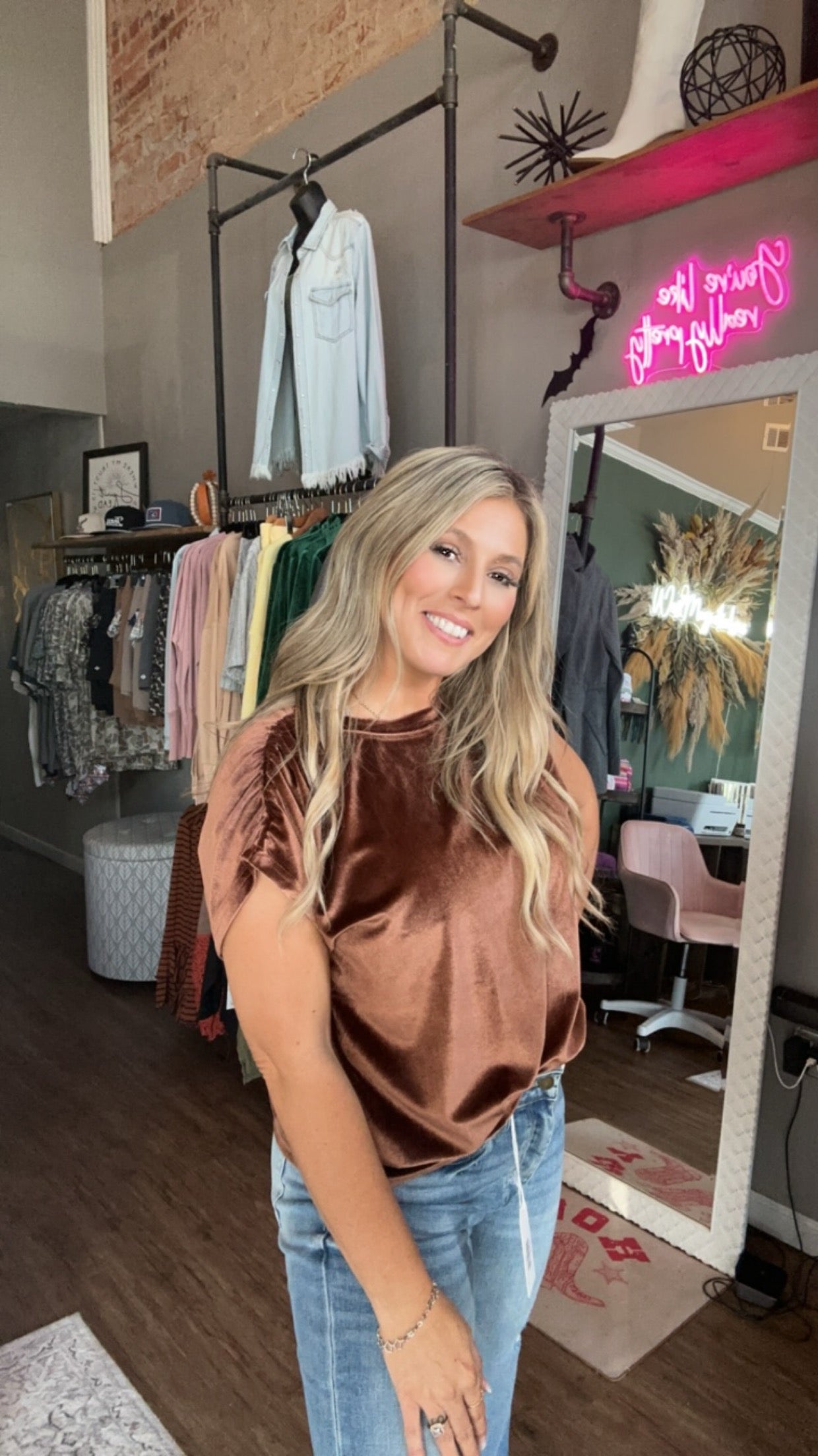 Velvet Ruched Shoulder