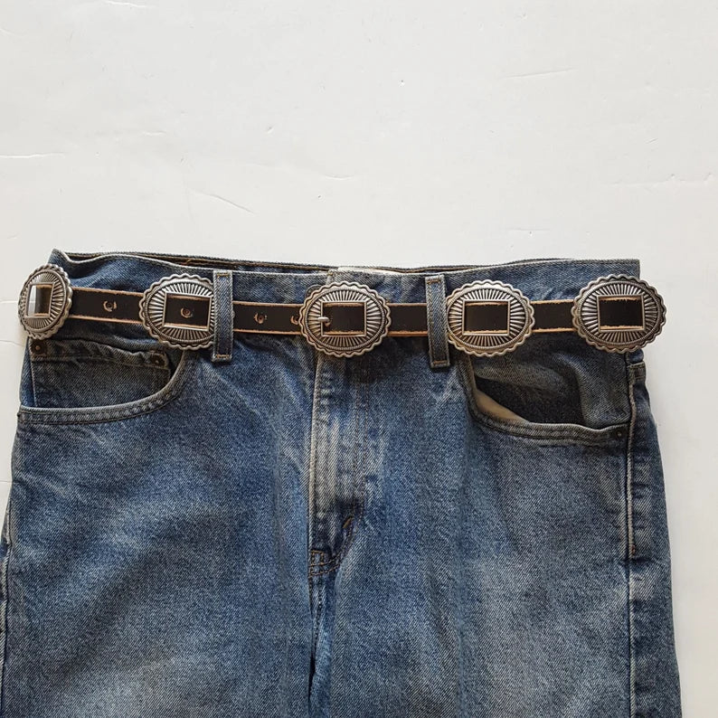 Distressed Leather Concho Belt