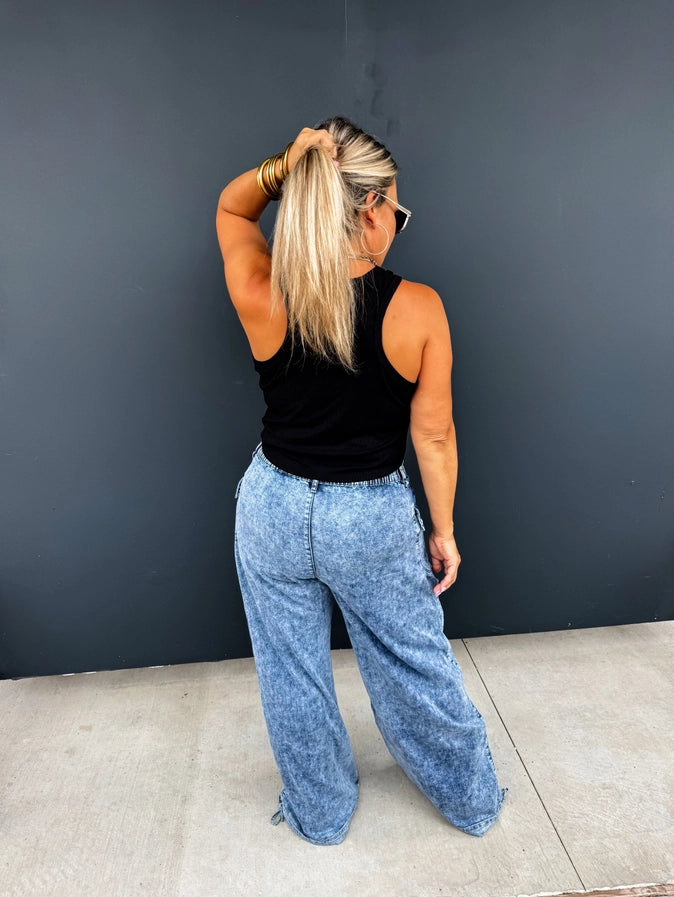Charlie Cinch Hem Wide Leg Jean