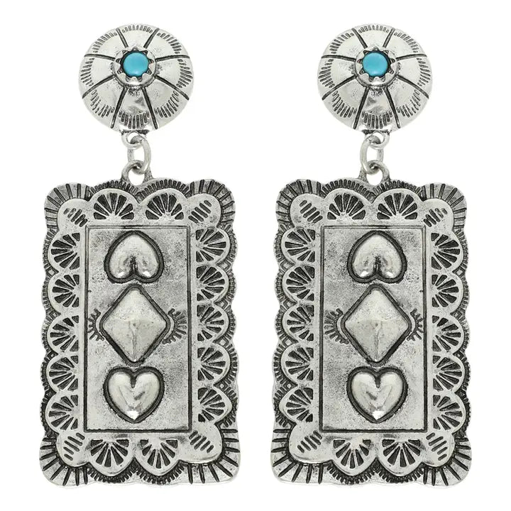 Black Jack Concho Post Earrings