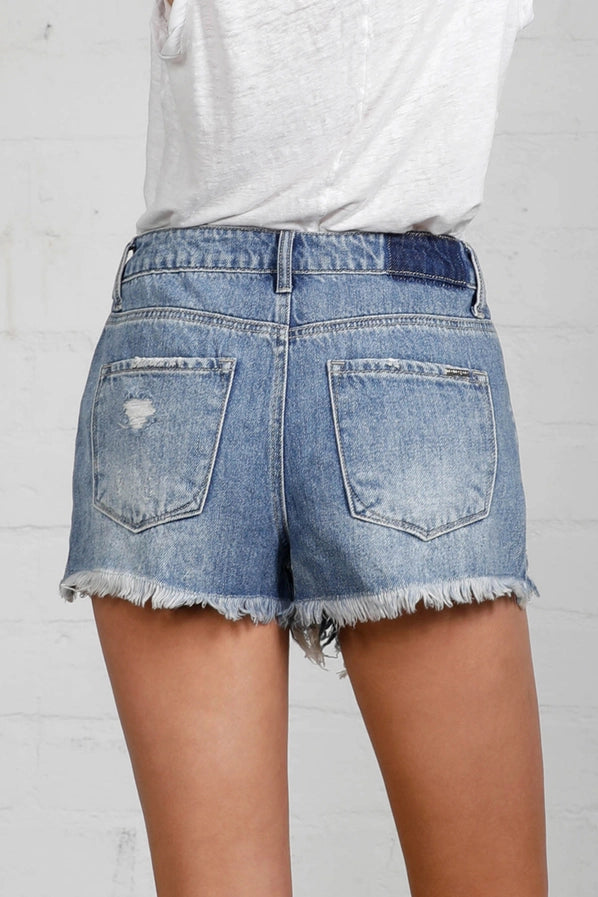 High Rise Distressed Denim Shorts