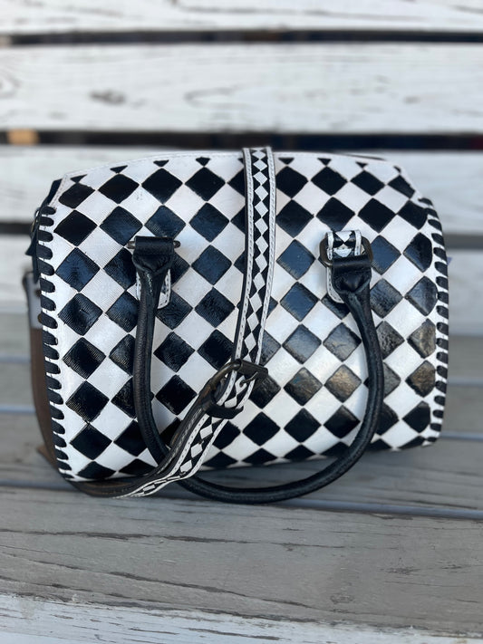 Checkered Leather Speedy Purse