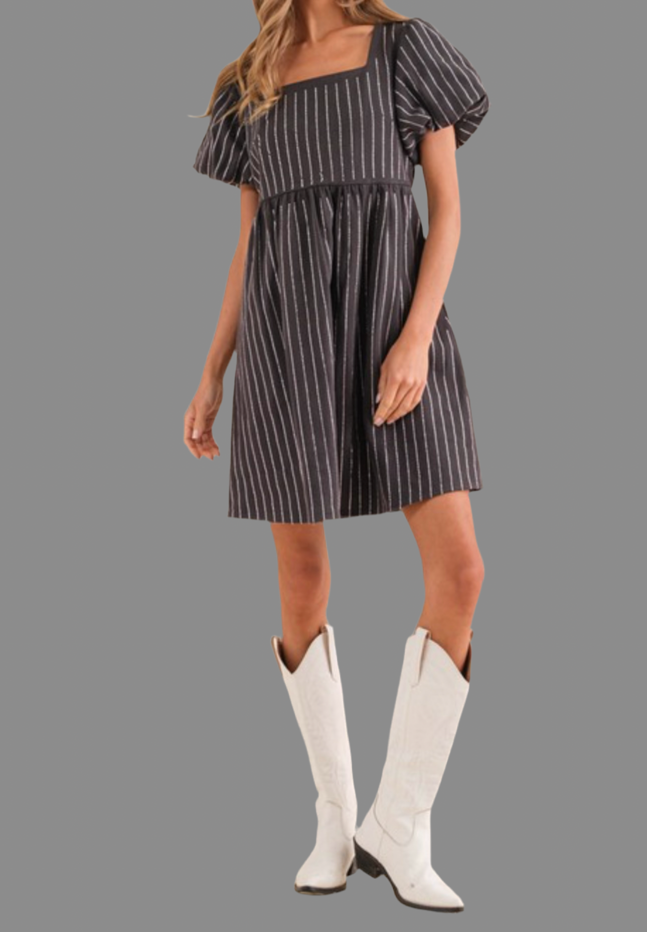Rhinestone Cowgirl Denim Charcoal Dress 161 – Bar 3B Boutique