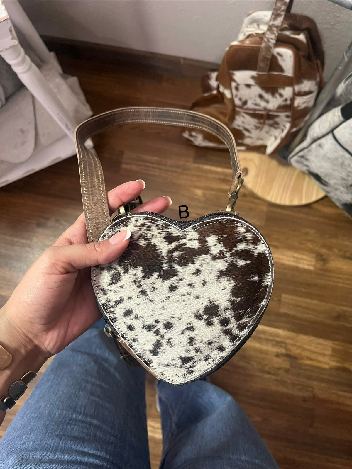 Cowhide Heart Crossbody