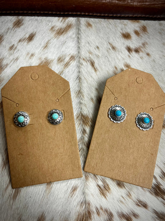 Mini Sterling Silver Concho Studs