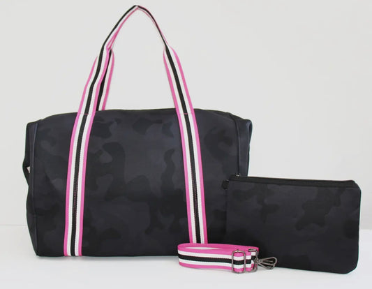 The Kylie Weekender Hollywood Black Camo W/Pink Straps