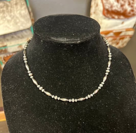Sterling Silver Navajo Pearl Torpedo Beads - 16”