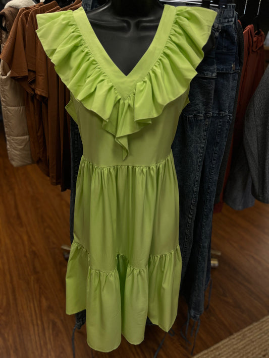 Ruffle Hem Backless Dress