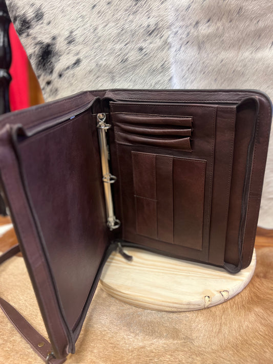 Cowhide 3 Ring Binder w/ Strap