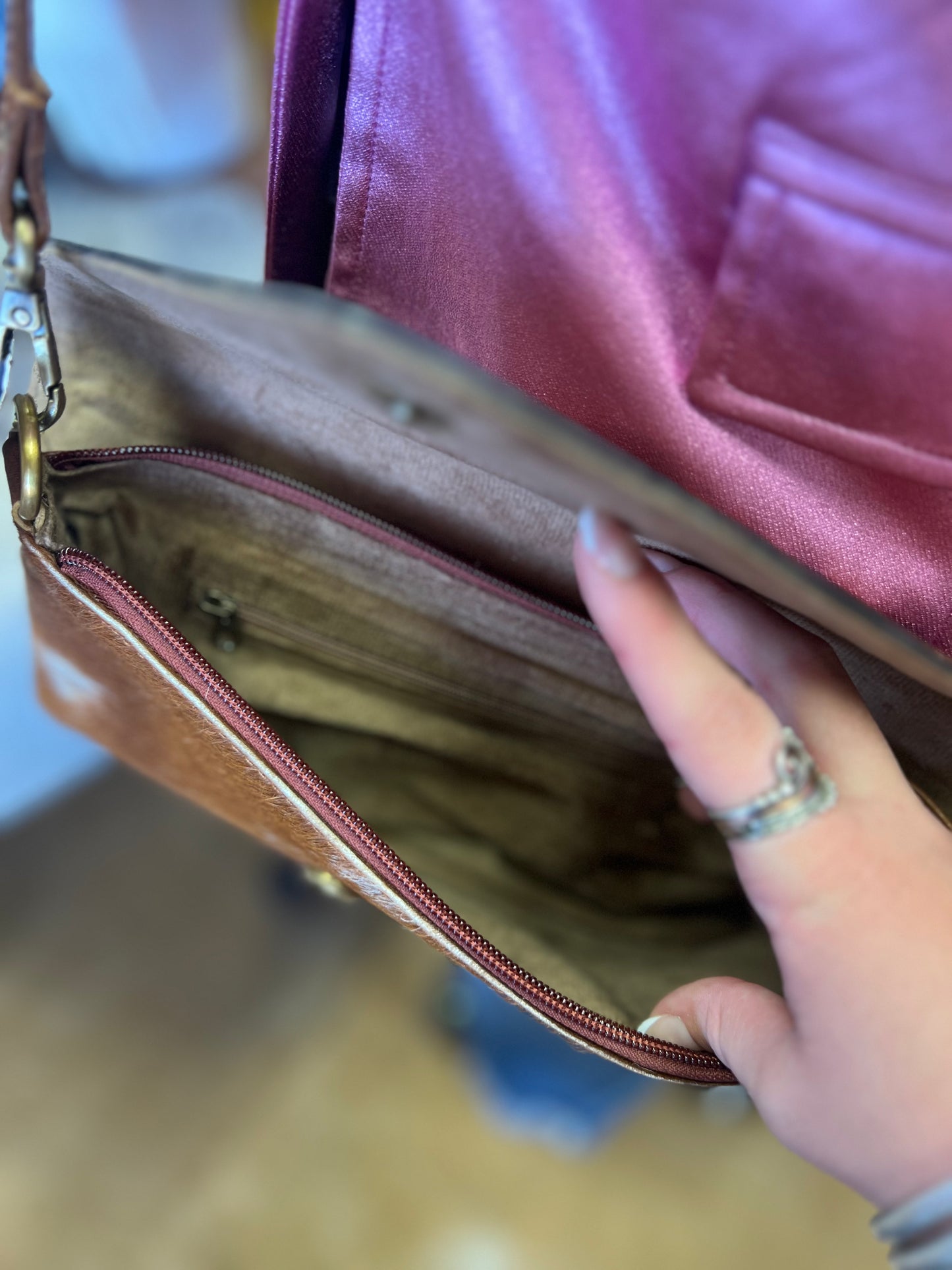 Tooled Cowhide Clutch Purse