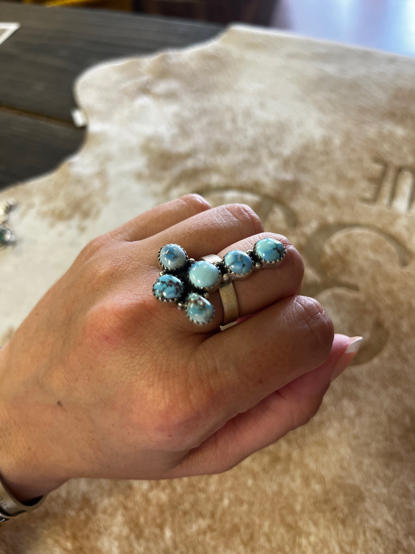 Adjustable Golden Hills Cross Ring