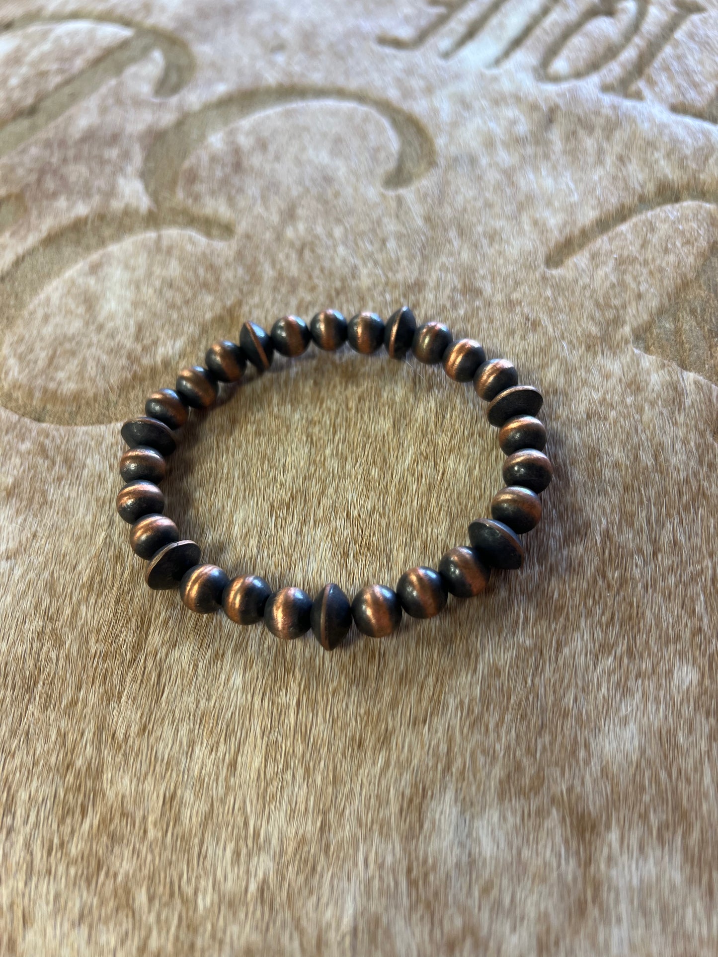 Copper Pearl Stretch Bracelet with Saucers
