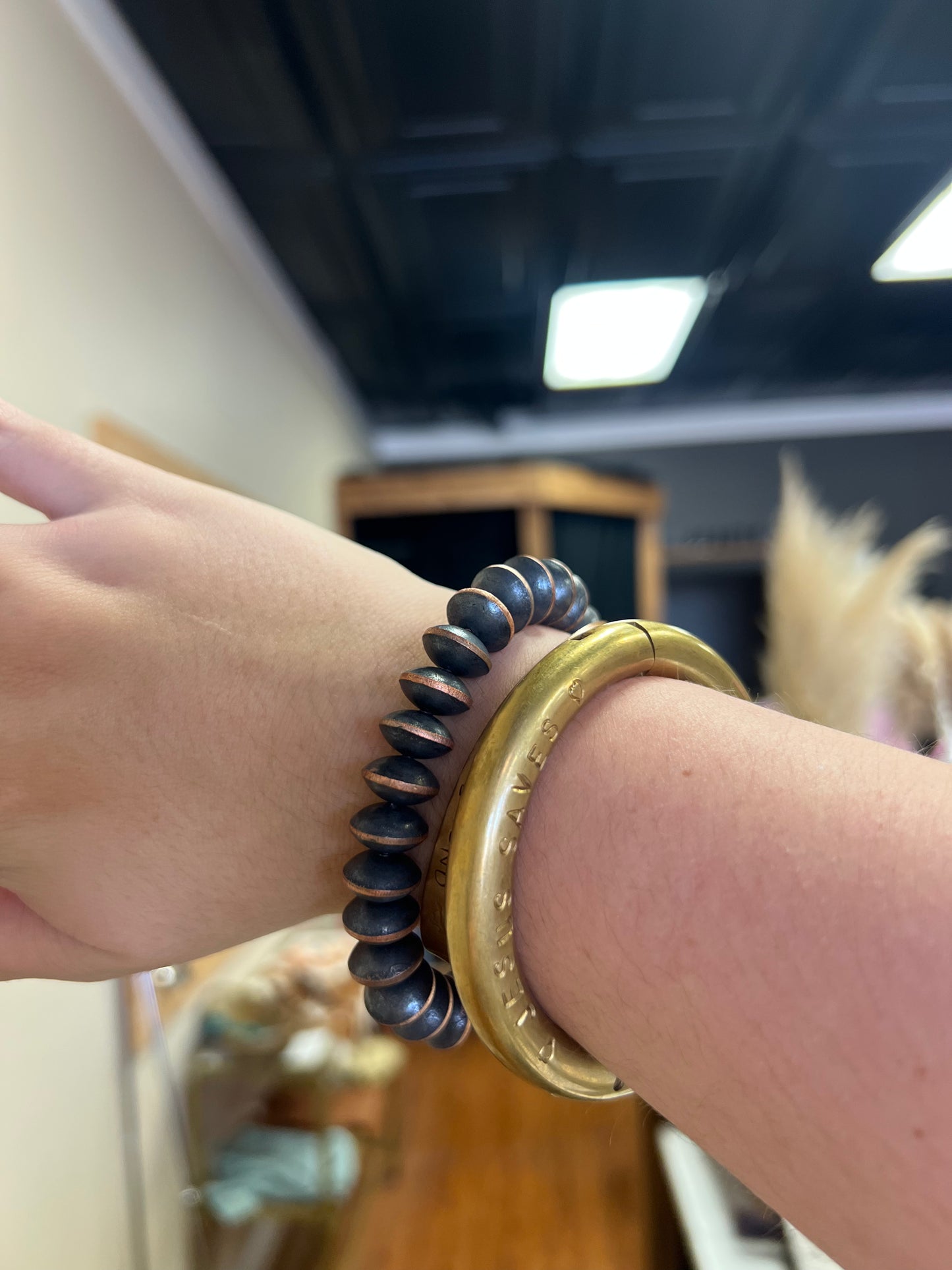 Large Copper Saucer Stretch Bracelet