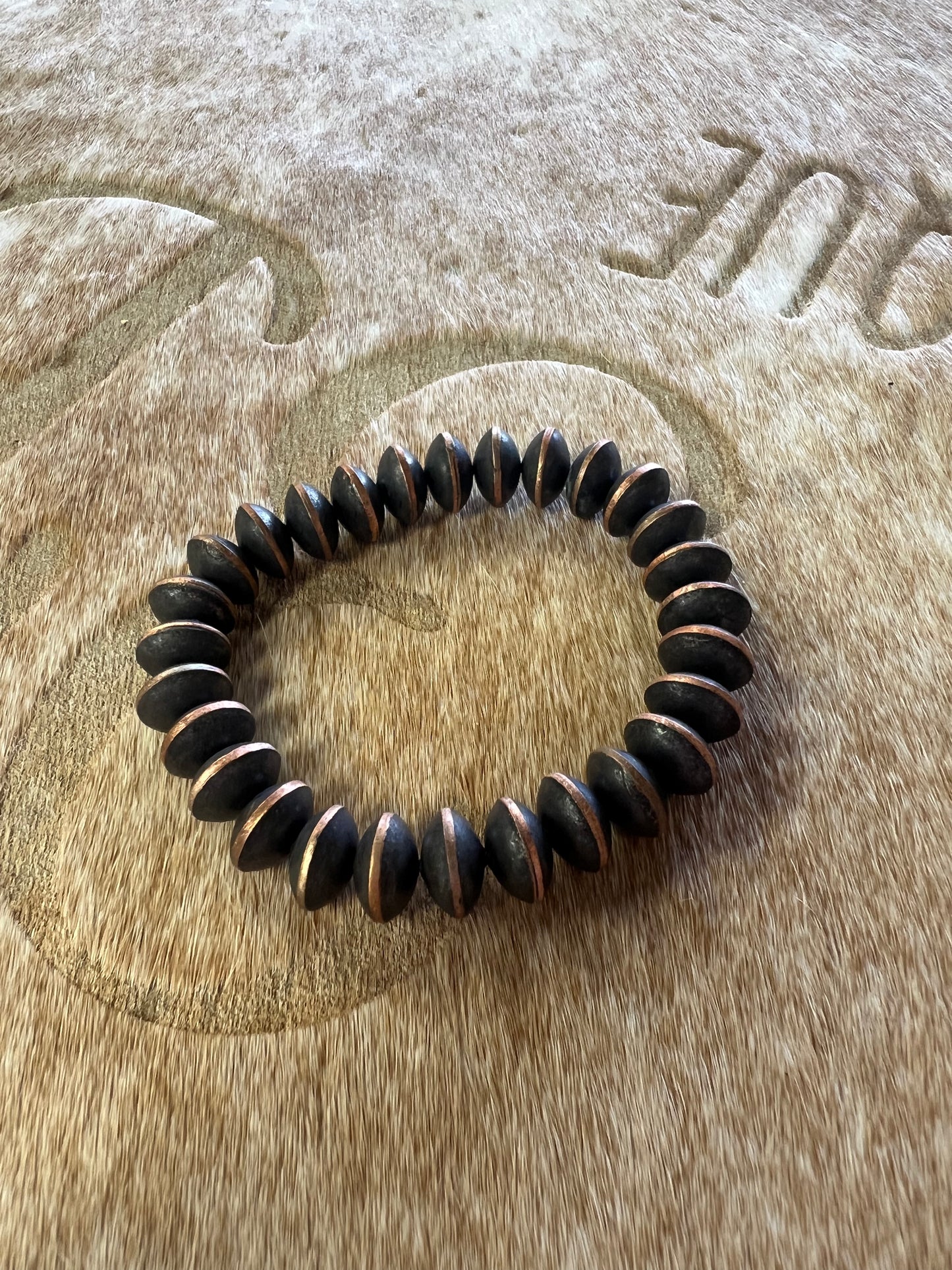 Large Copper Saucer Stretch Bracelet