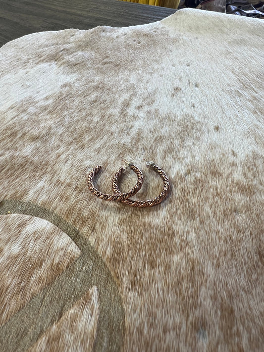 Copper Rope Twist Earrings by Elaine Tahe