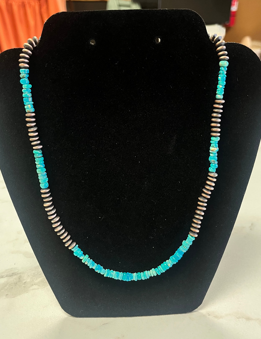 Copper Saucer & Heishi Kingman Necklace