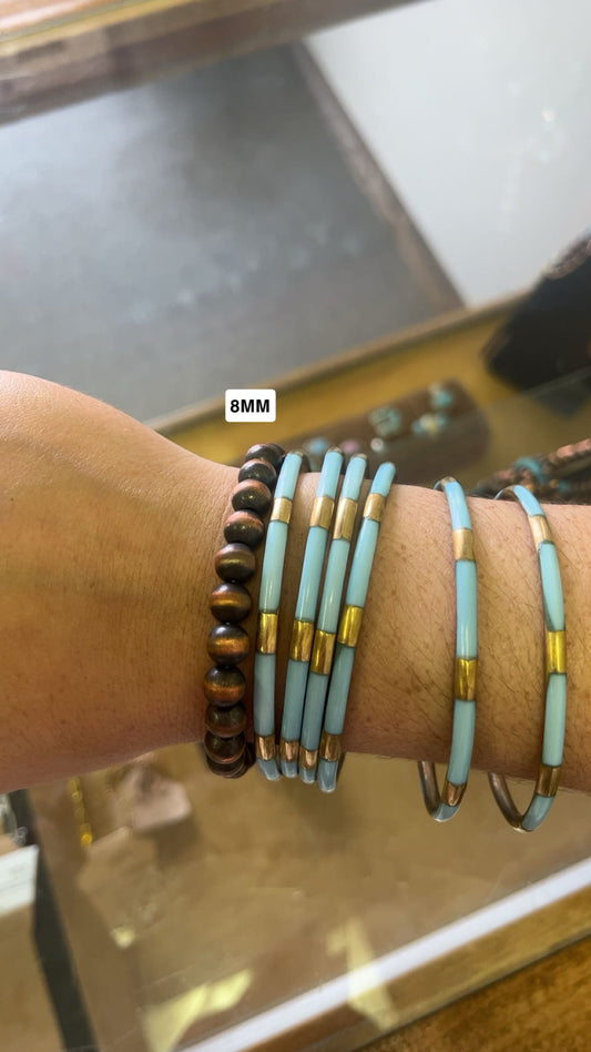 Copper Pearl Stretch Bracelet- 8MM