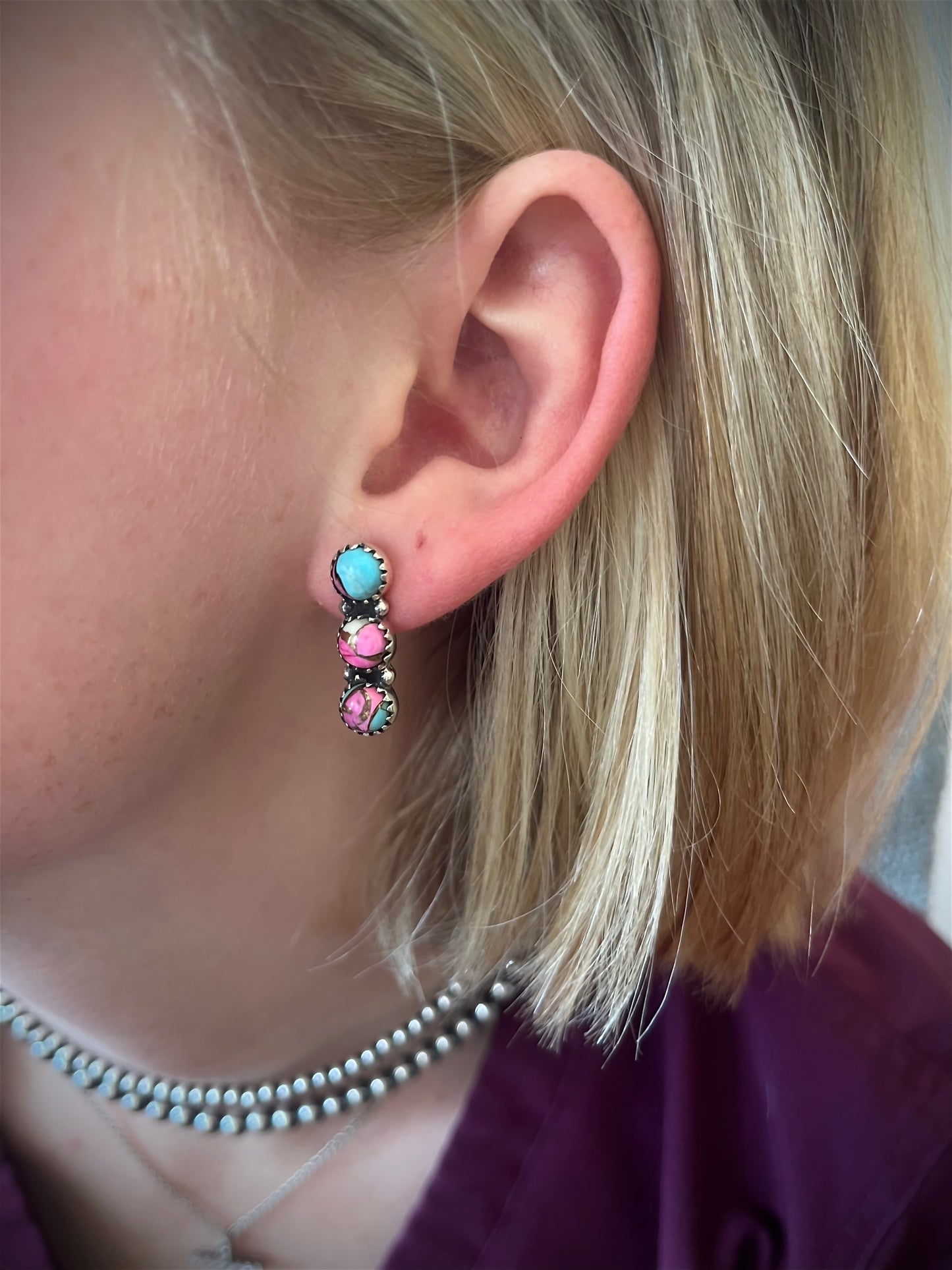Haylee Triple Stone Studs