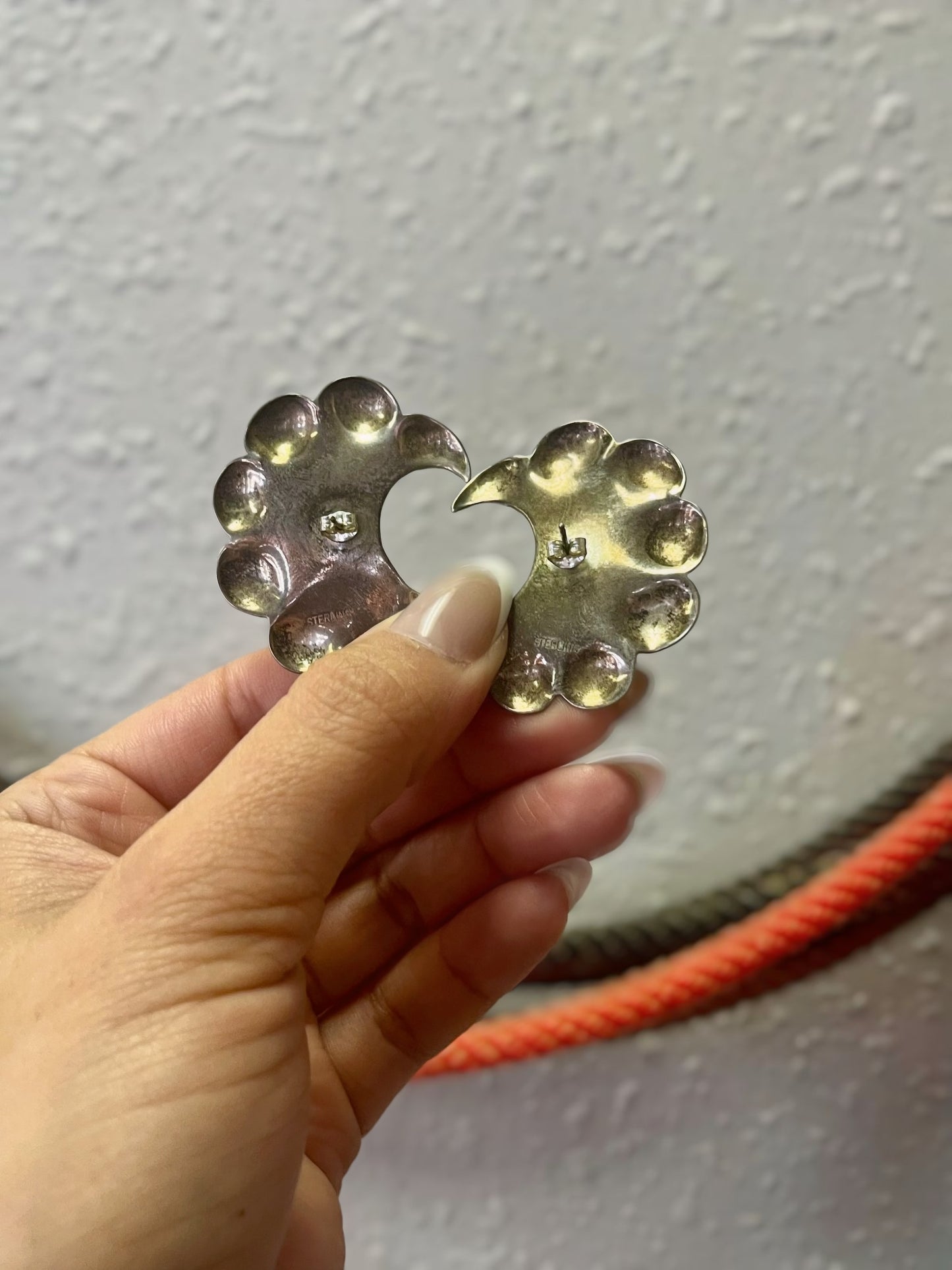 Vintage Sterling Silver Scallop Crescents