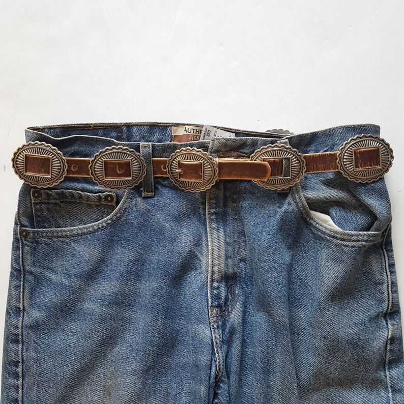Distressed Leather Concho Belt