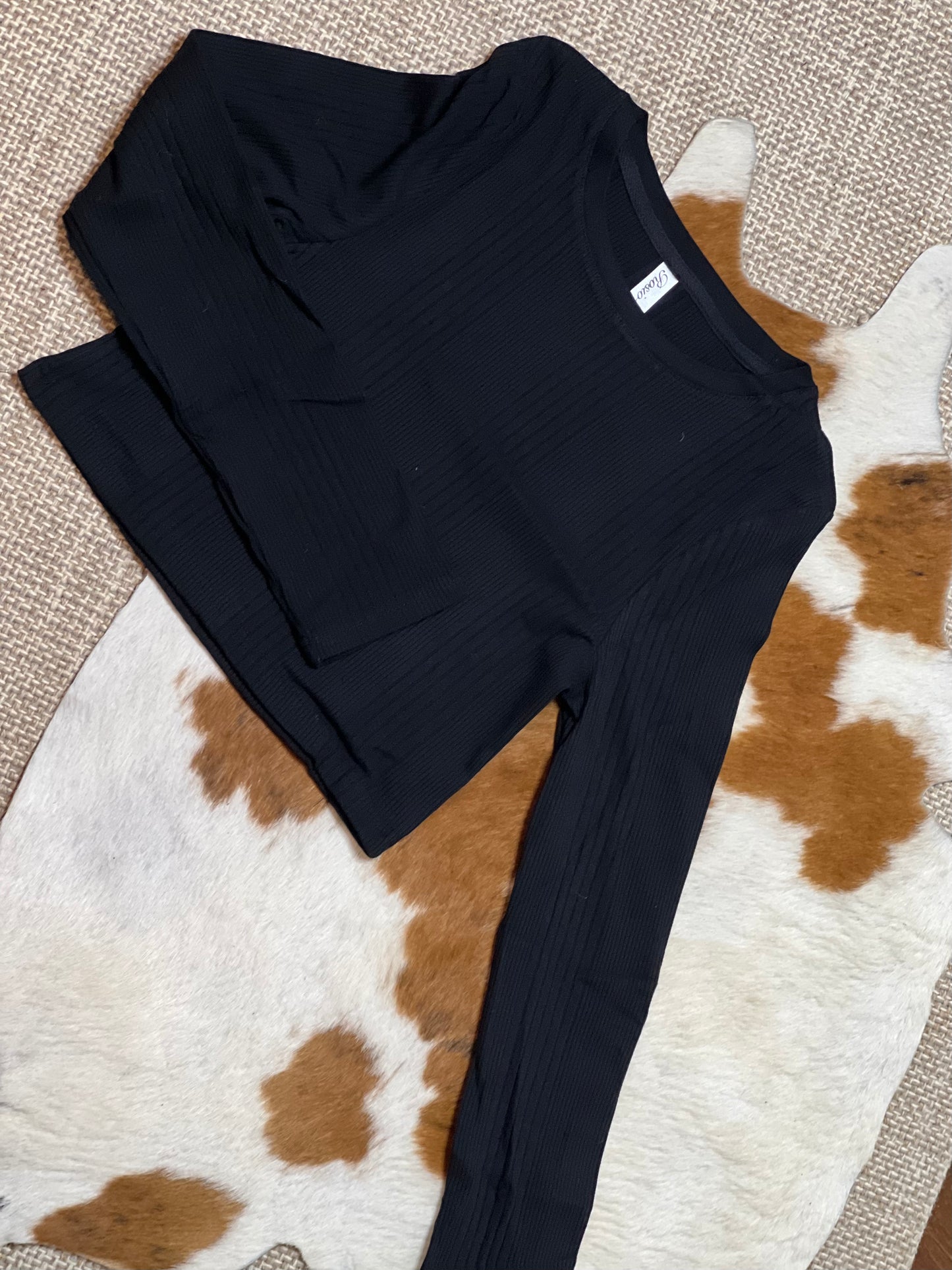 Variegated Rib Long Sleeve Crop Top
