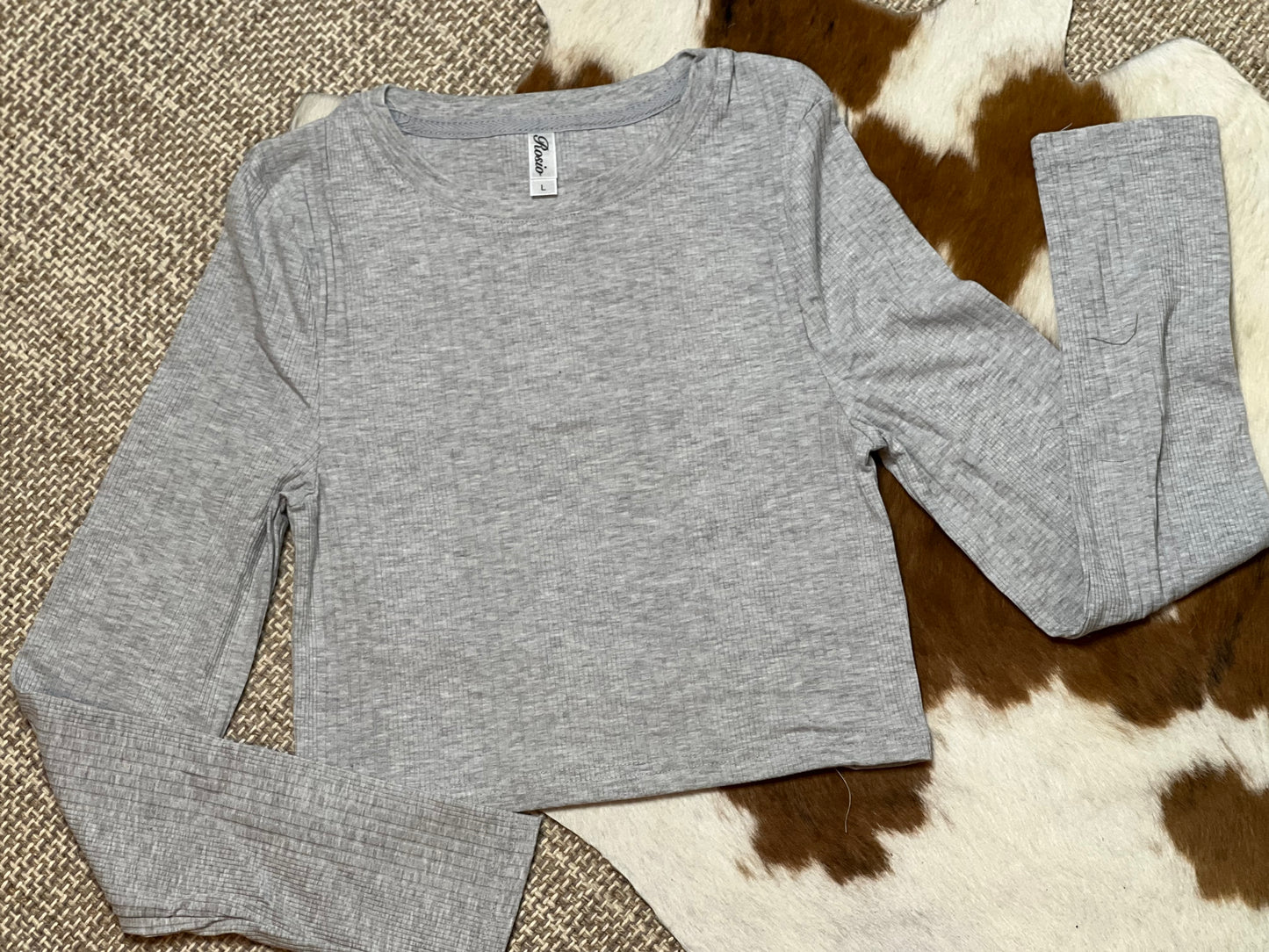 Variegated Rib Long Sleeve Crop Top